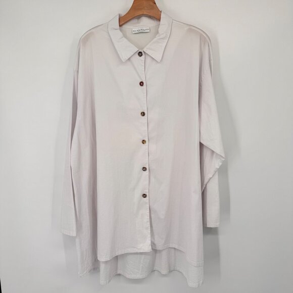 Bryn Walker Oversized Long-Sleeve Shirt tunic White Cotton stretch size XL - Picture 5 of 14